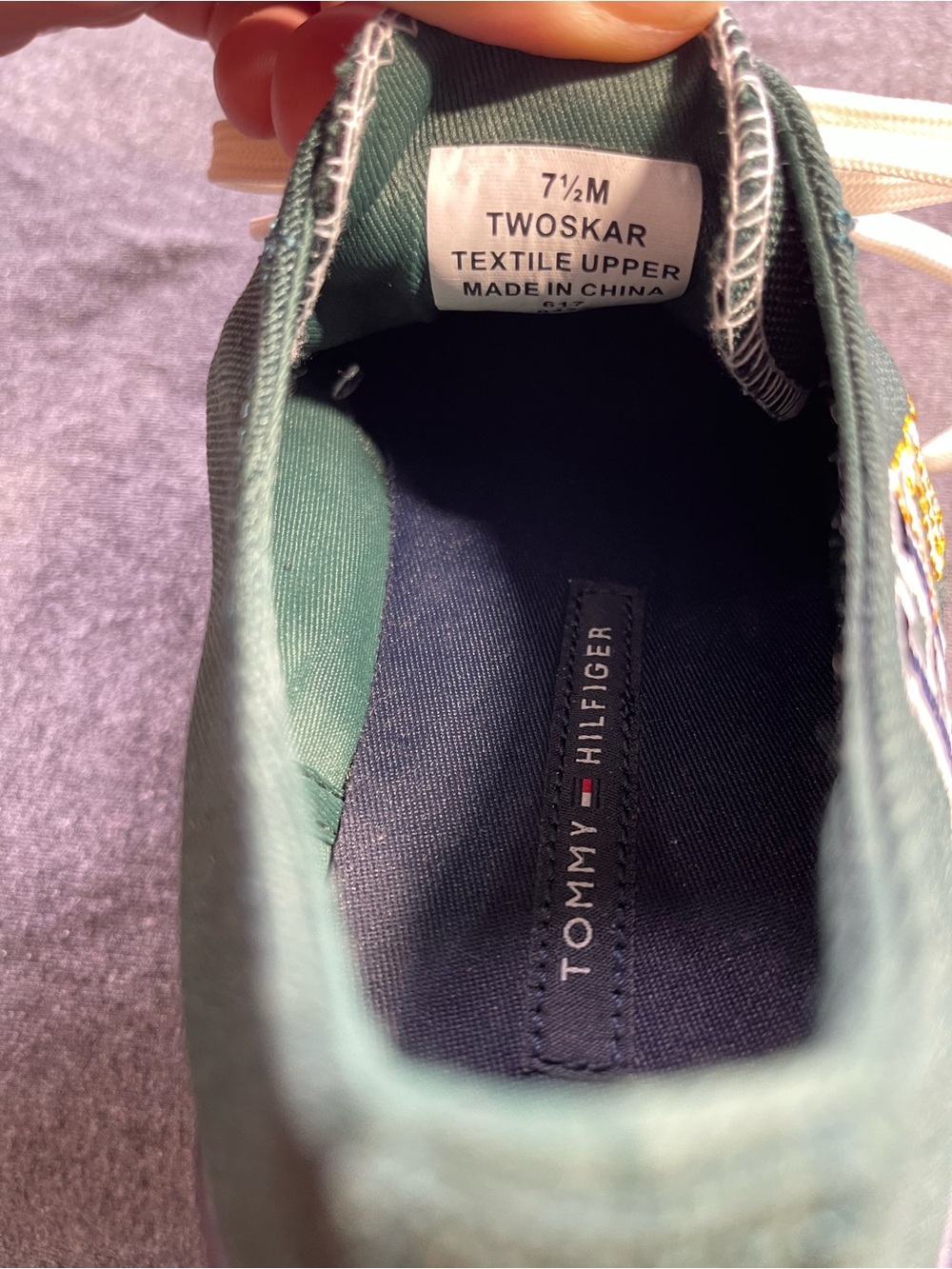 Tommy Hilfiger Dark Green Canvas Sneaker with Navy Insole